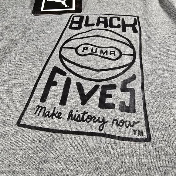 PUMA Black Fives "Make History Now" Graphic Tee Men's Size Small 532264-02 Gray - Picture 2 of 11
